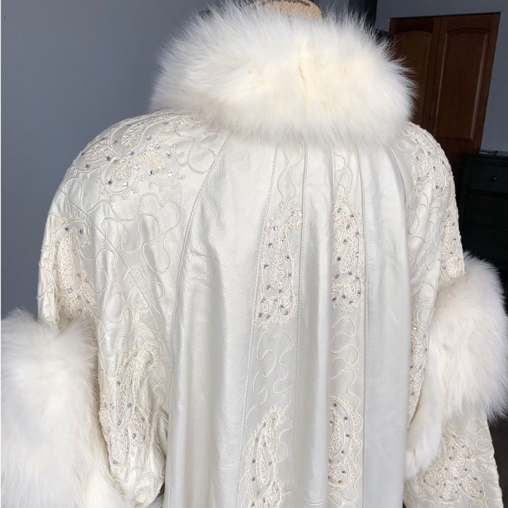 Absolutely stunning full length leather fur and jewels